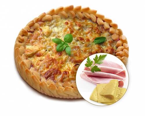 Пирог с сыром и ветчиной
