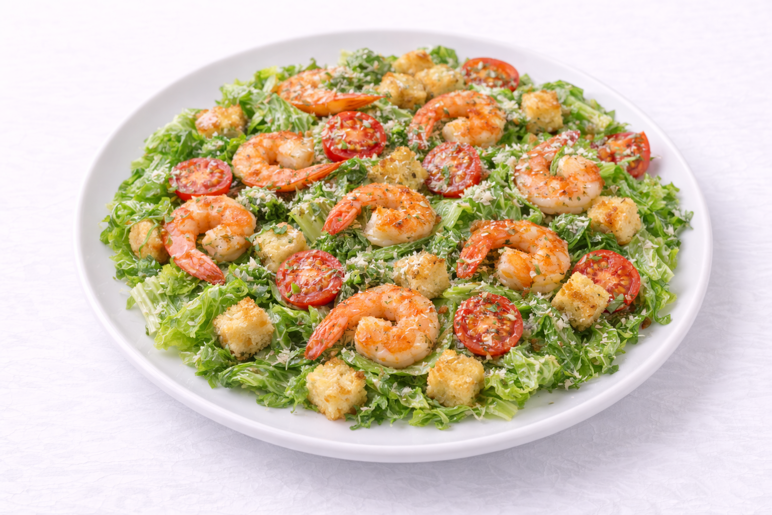 Салат цезарь с тигр. креветками