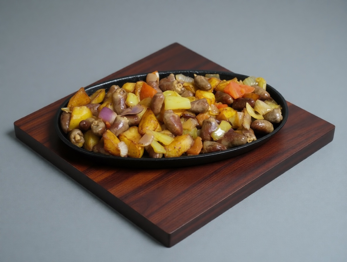 Жаркое с куриными сердечками