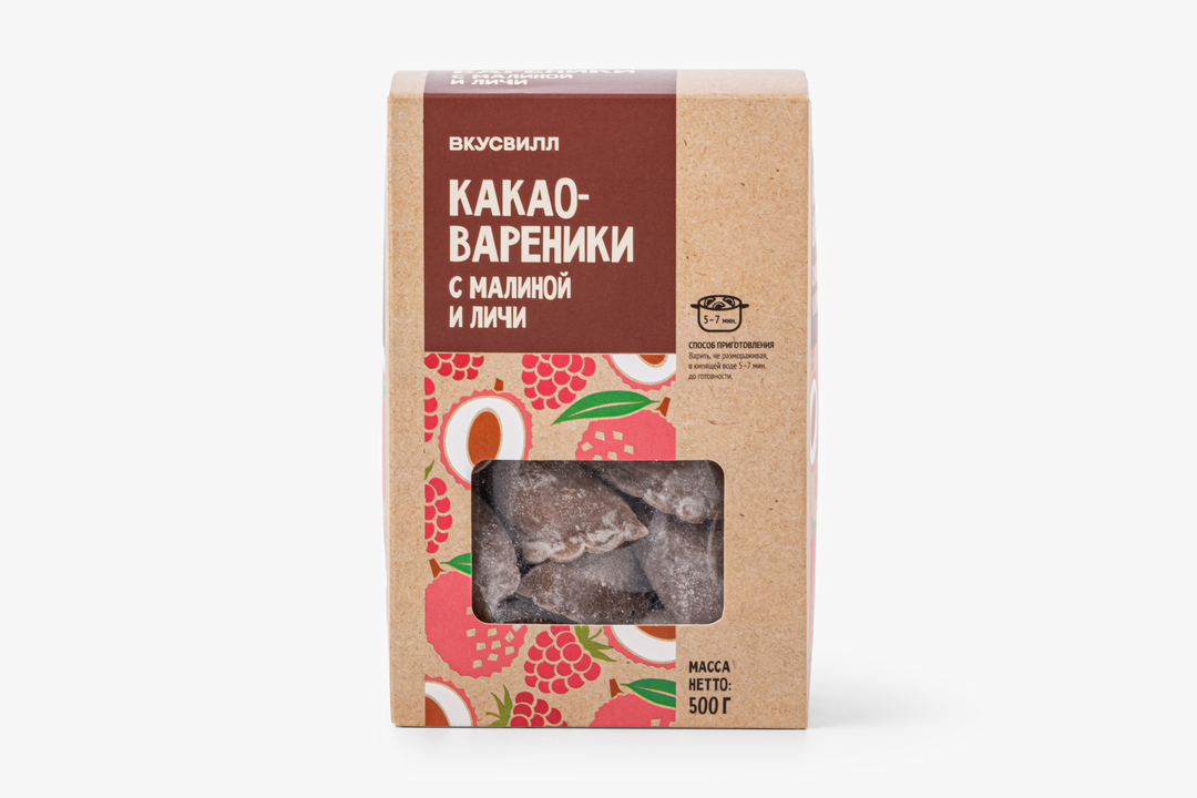 Какао-вареники с малиной и личи(Продукт замороженный)