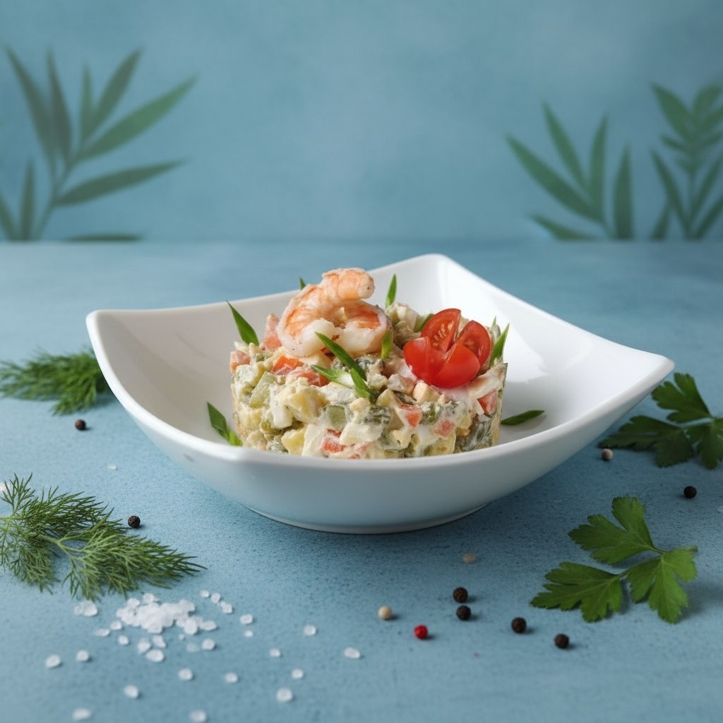 Оливье с креветками 