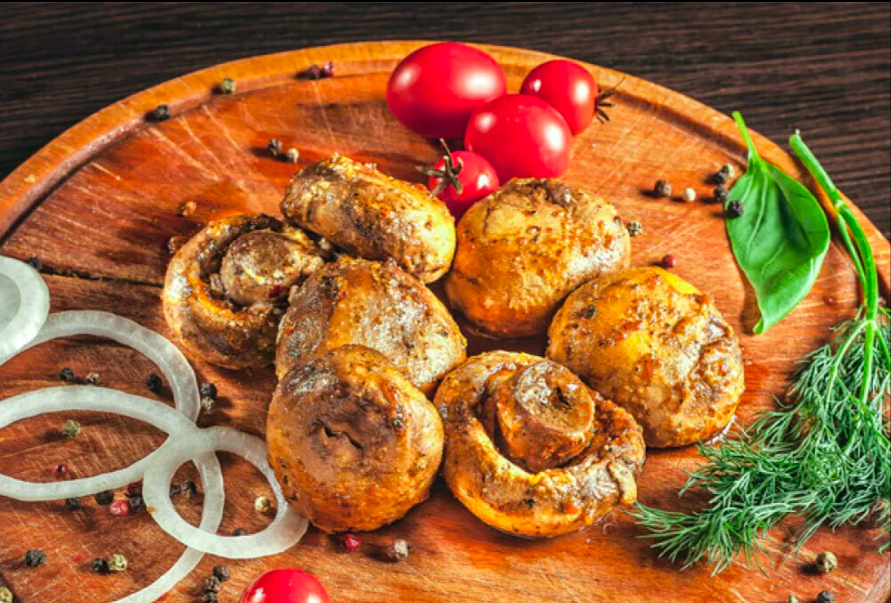 Шампиньоны на мангале.