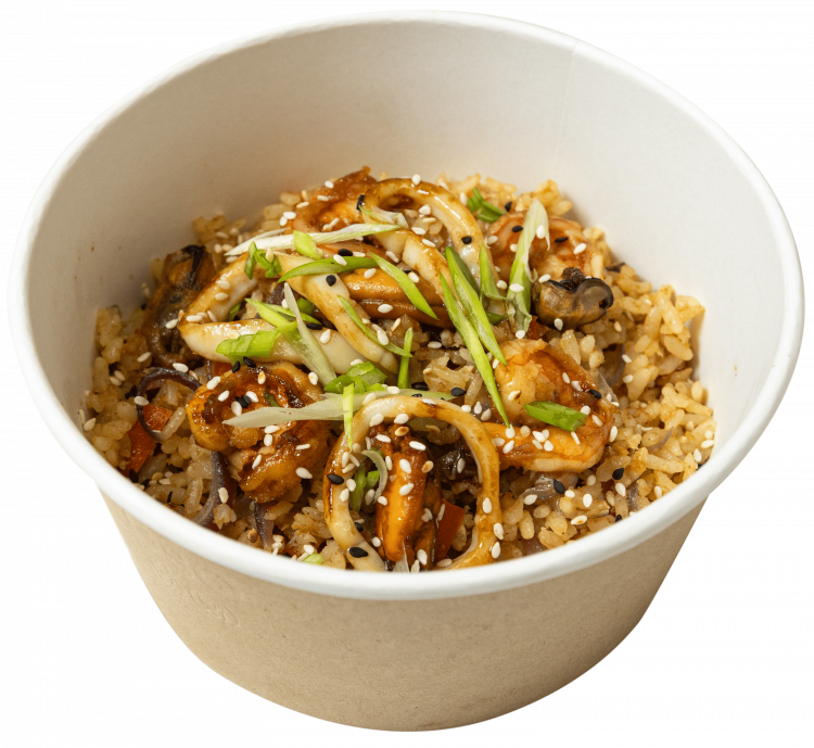 Рис чесночный с морепродуктами