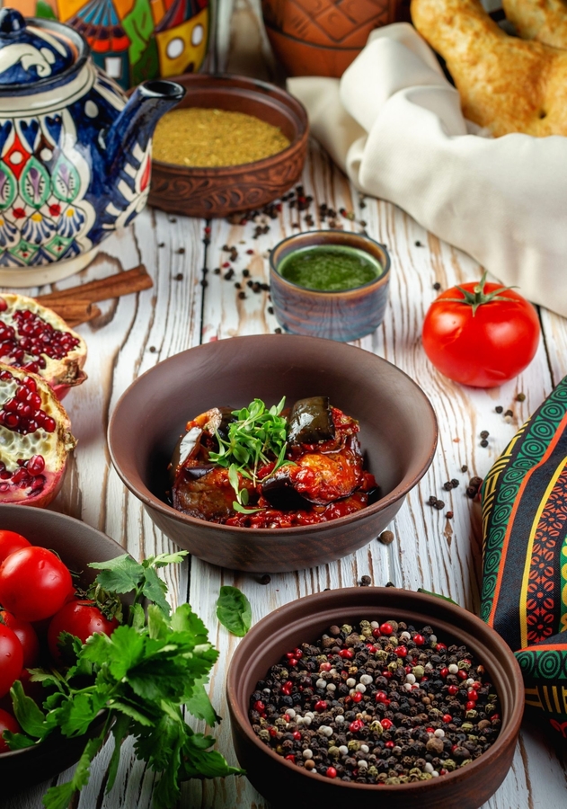 Аджапсандал из печеных овощей