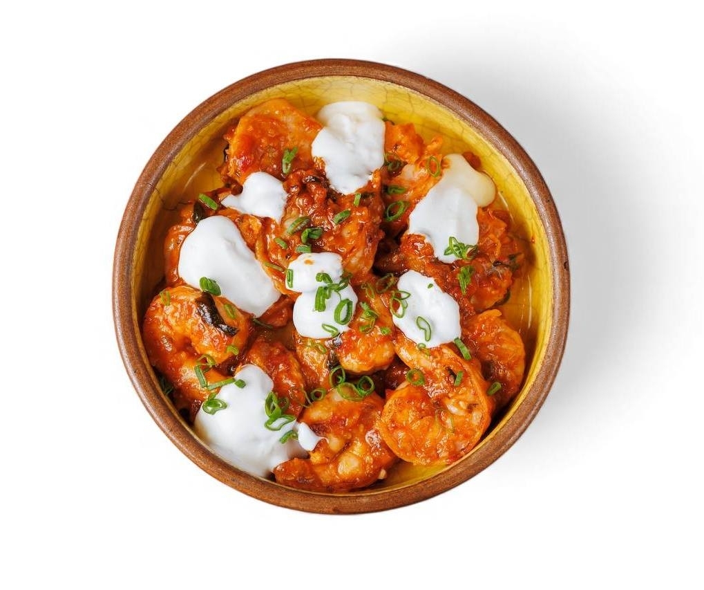 [Д] Тигровые креветки  в соусе аджика-кимчи с цитрусовым йогуртом