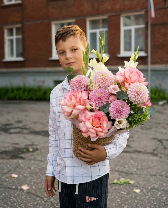 Корзина с георгинами