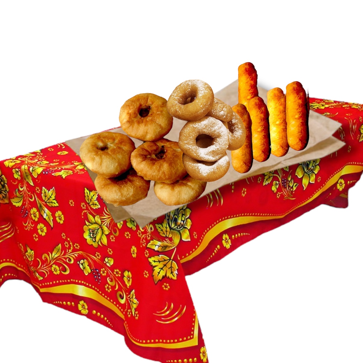 Пышки и Точка! (Ассорти+соусы, морсы)
