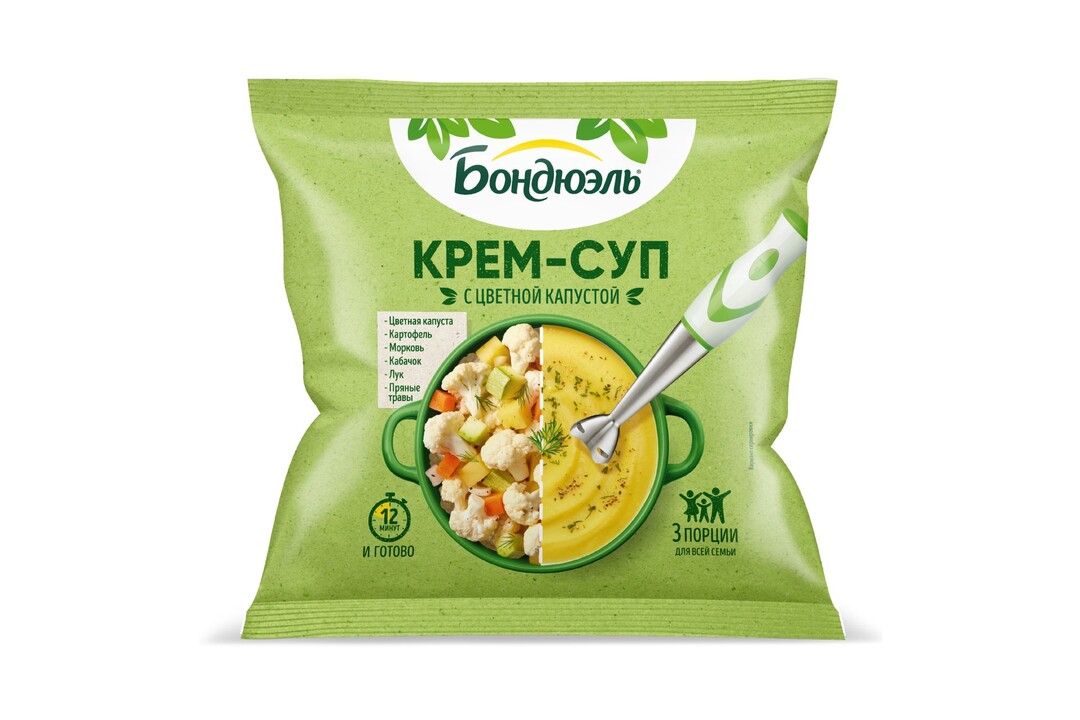 Смесь овощная Бондюэль крем-суп с цветной капустой замороженная 350 г(Продукт замороженный)