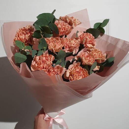Букет Диантусов Персиковый эвкалипт