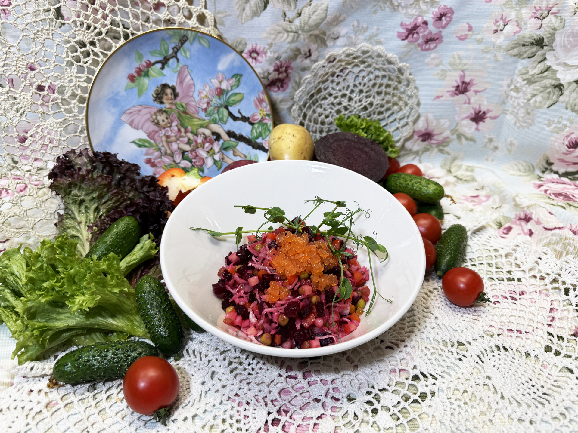 Винегрет с апельсиновой икрой