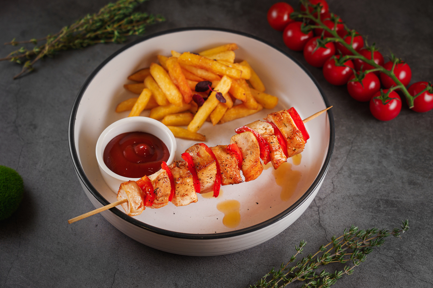 Куриный шашлычок с фри