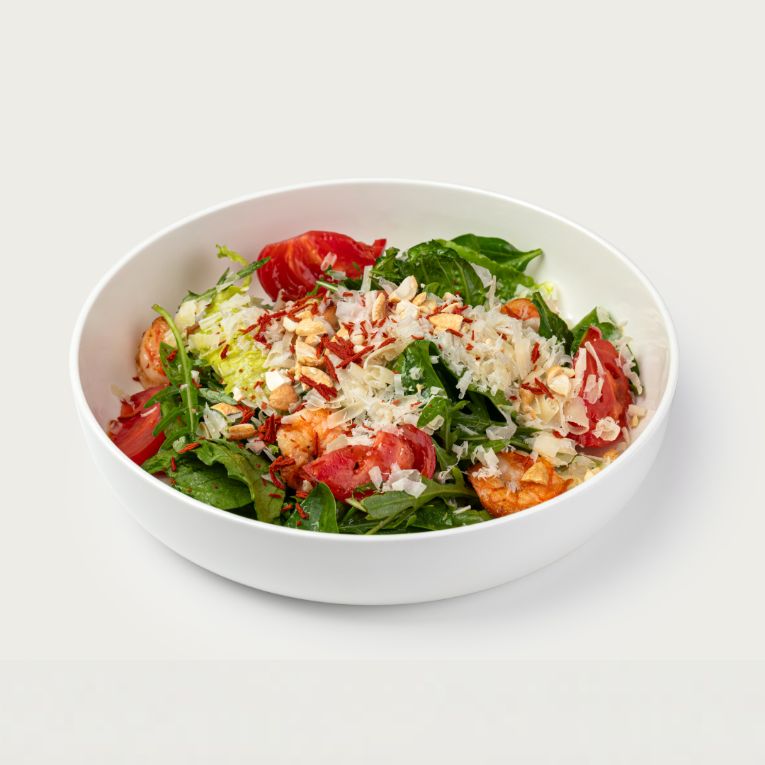 Зелёный салат с креветками