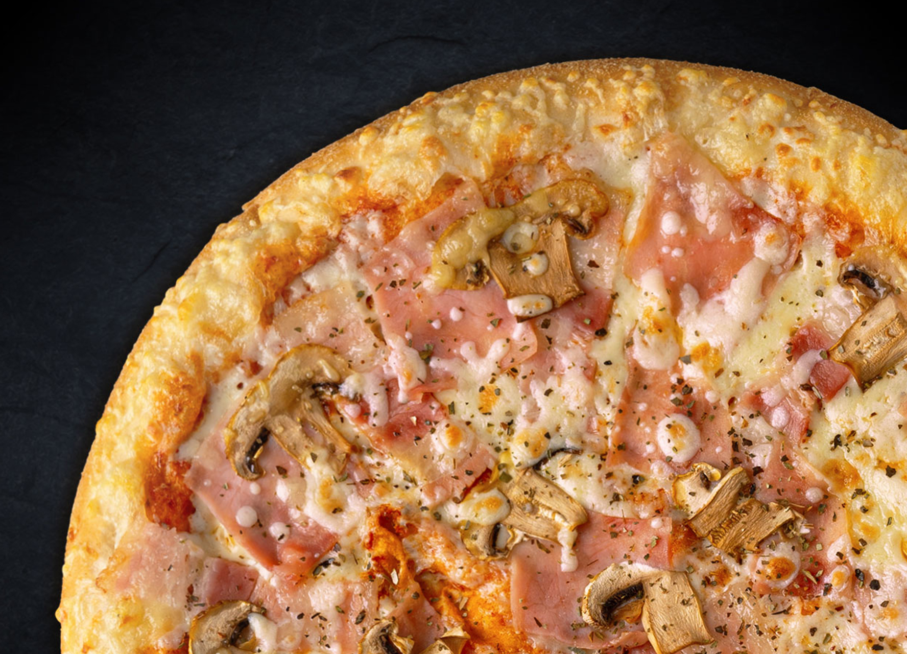 Мясная с грибами 30 см (толстое с сыром)