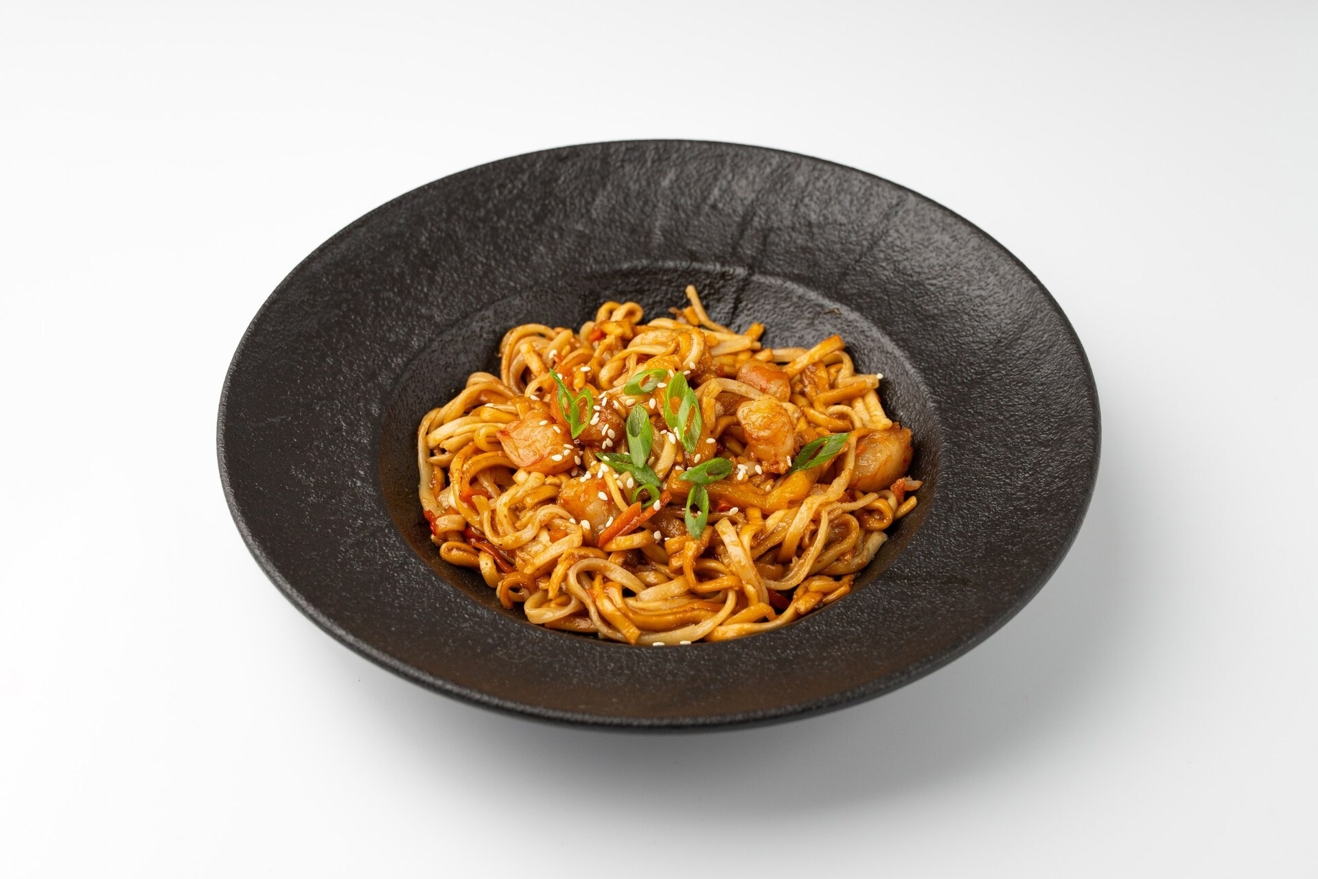 Лапша удон с креветками в соусе терияки