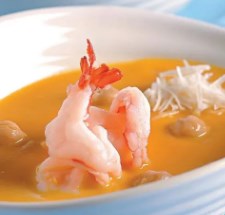 Овощной крем-суп с кальмарами