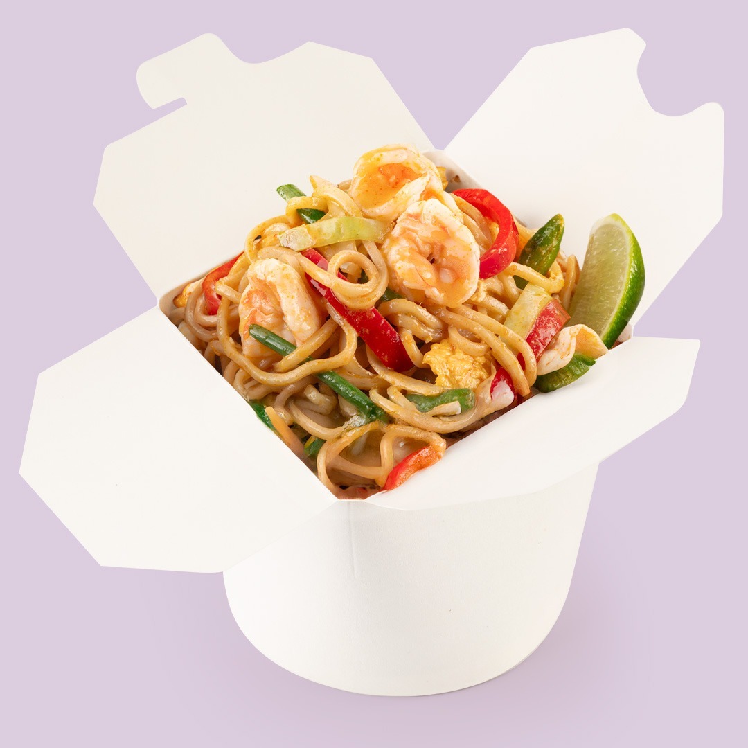 Лапша рамен с креветками в соусе лакса