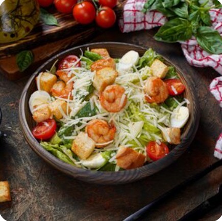 Цезарь с тигровыми креветками