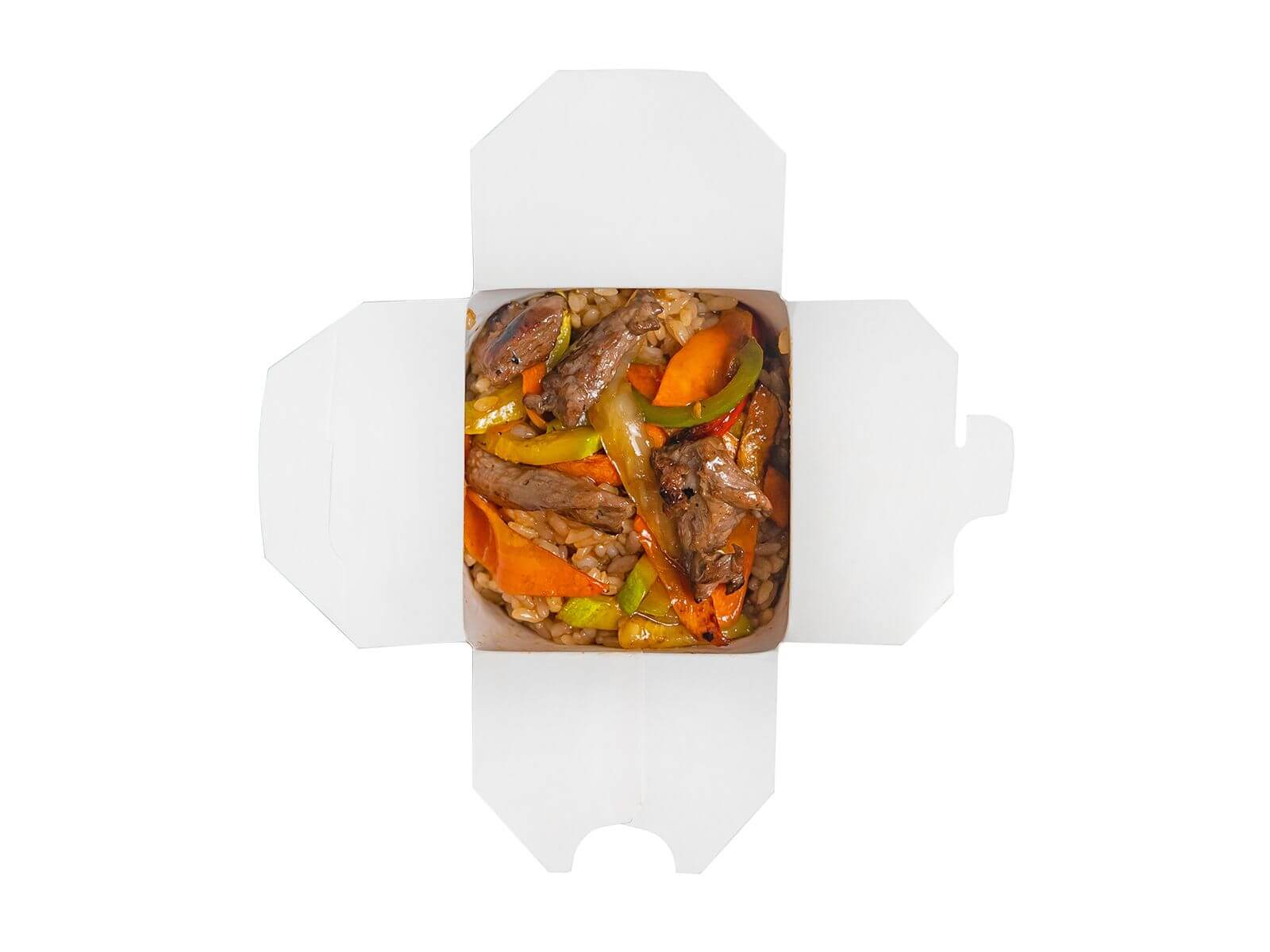 Вок говяд. с рисом и овощ. по-пекински