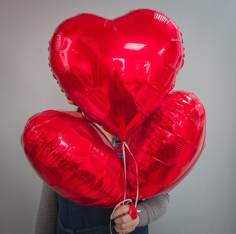 Фольгированные шары в форме сердца 3 шт