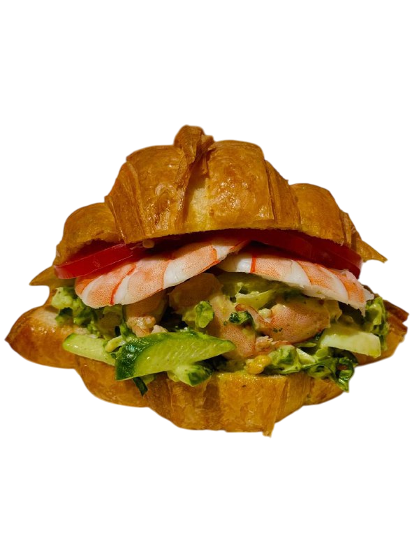 Круассан с тигровой креветкой и овощами