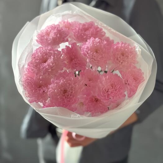 Нежный букет розовых хризантем