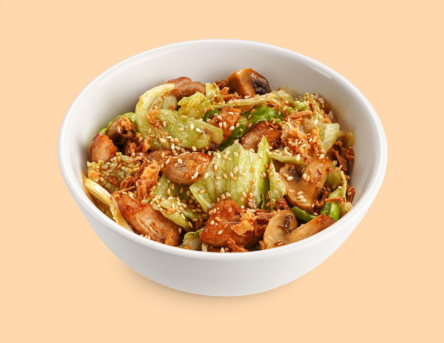 Теплый салат со свининой