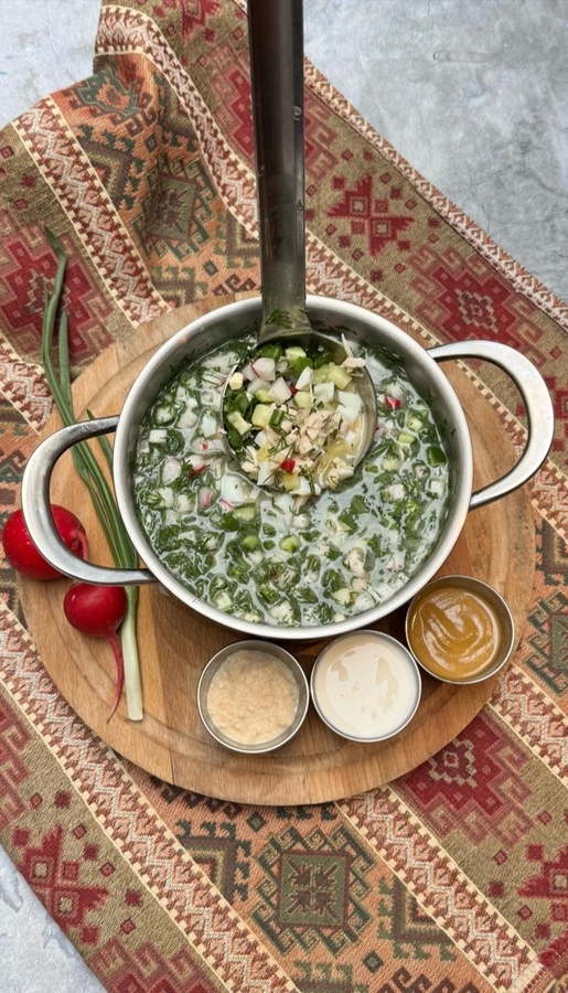 Окрошка мясная на квасе