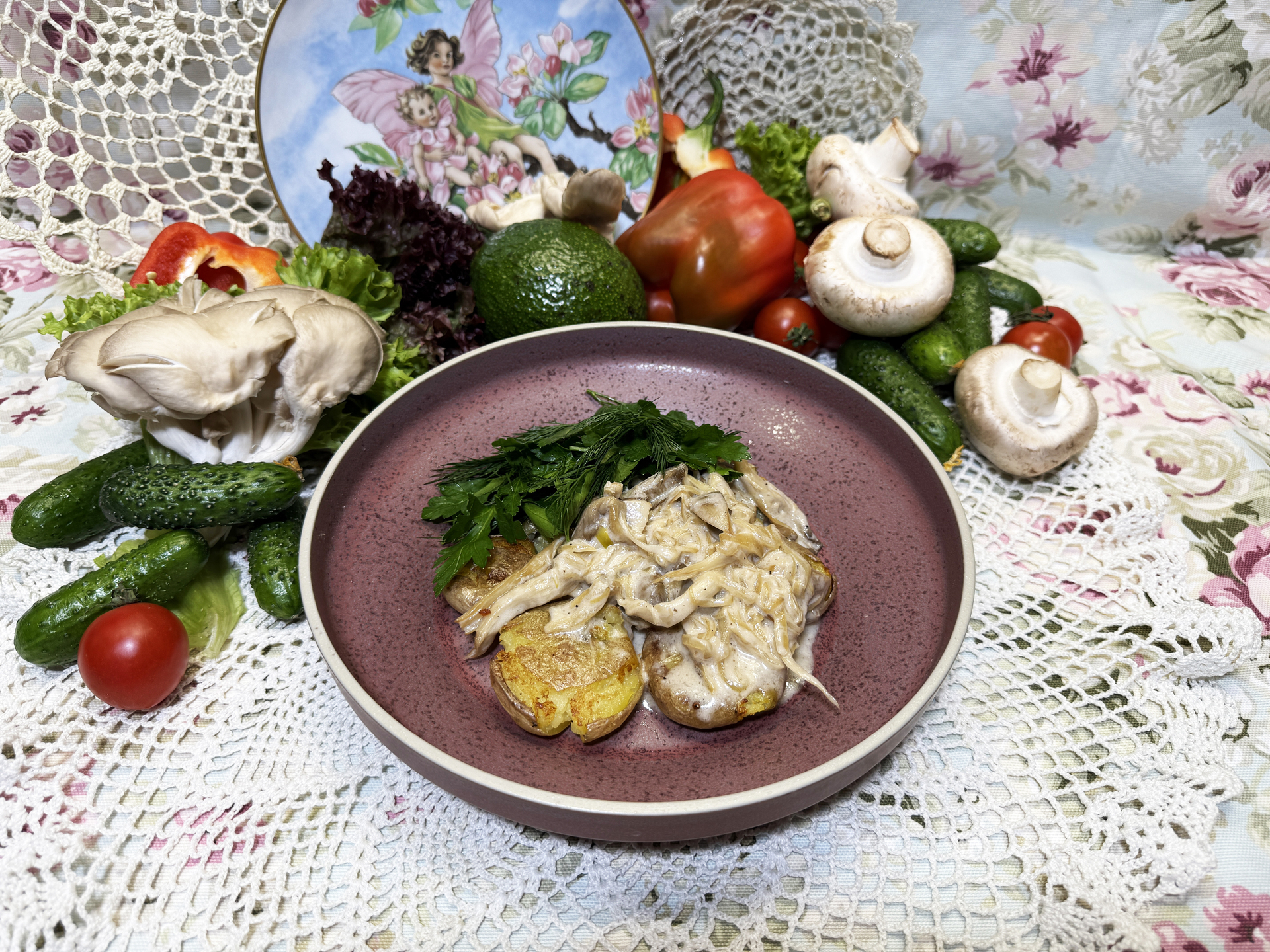 Грибная жарёха с картофельными пятачками