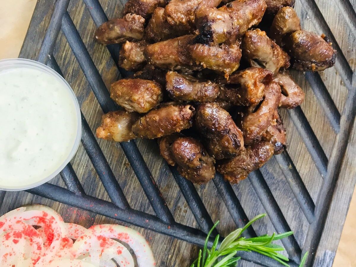 Шашлык из куриных сердечек