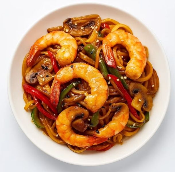 Удон с креветками