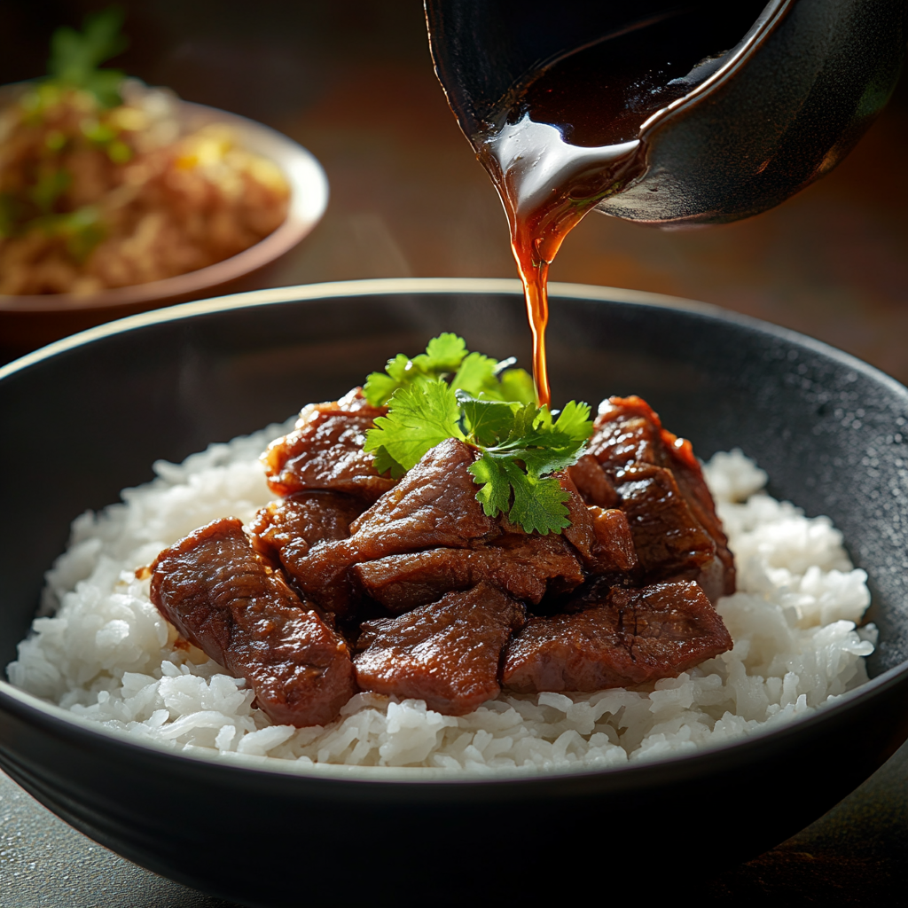 红烧牛肉饭 赠朝鲜小菜/ Говядина тушеная с рисом по-китайски "Цзиатин-бан"