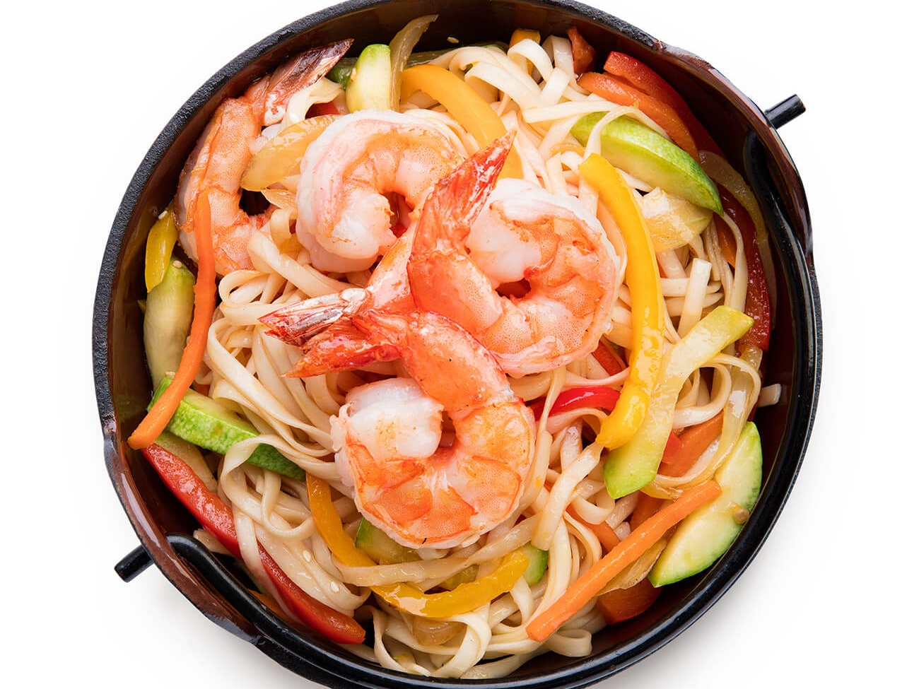 Вок с креветкой,овощами и соусом