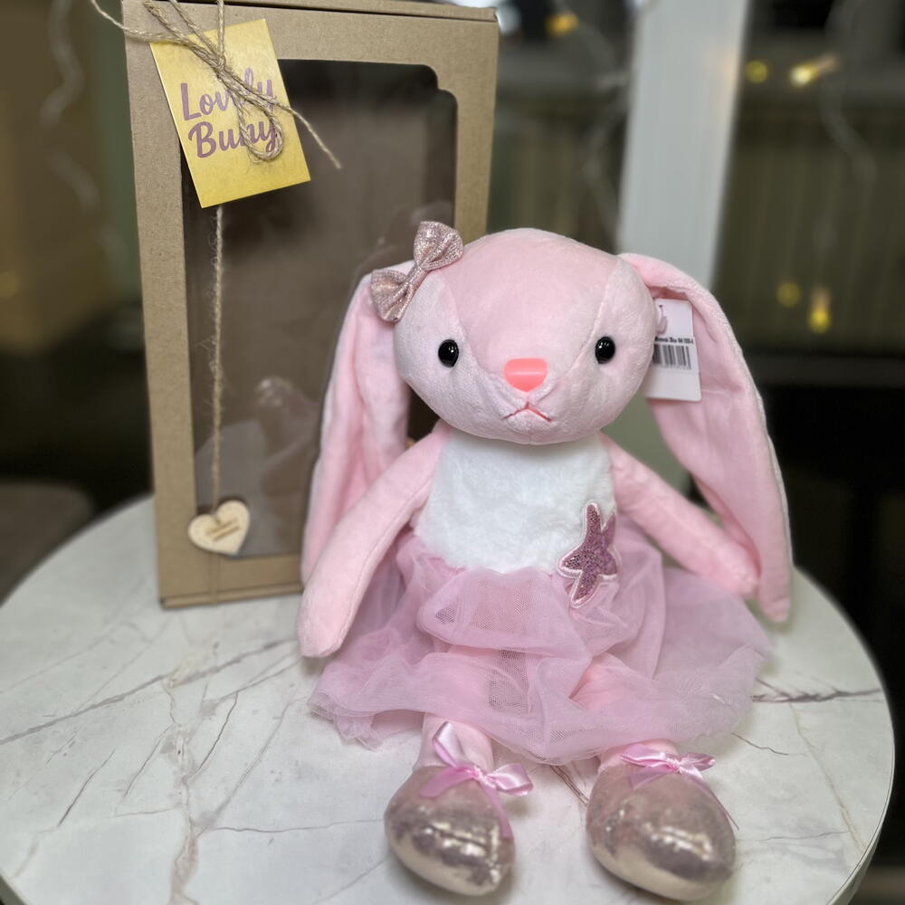Зайка розовый в коробке