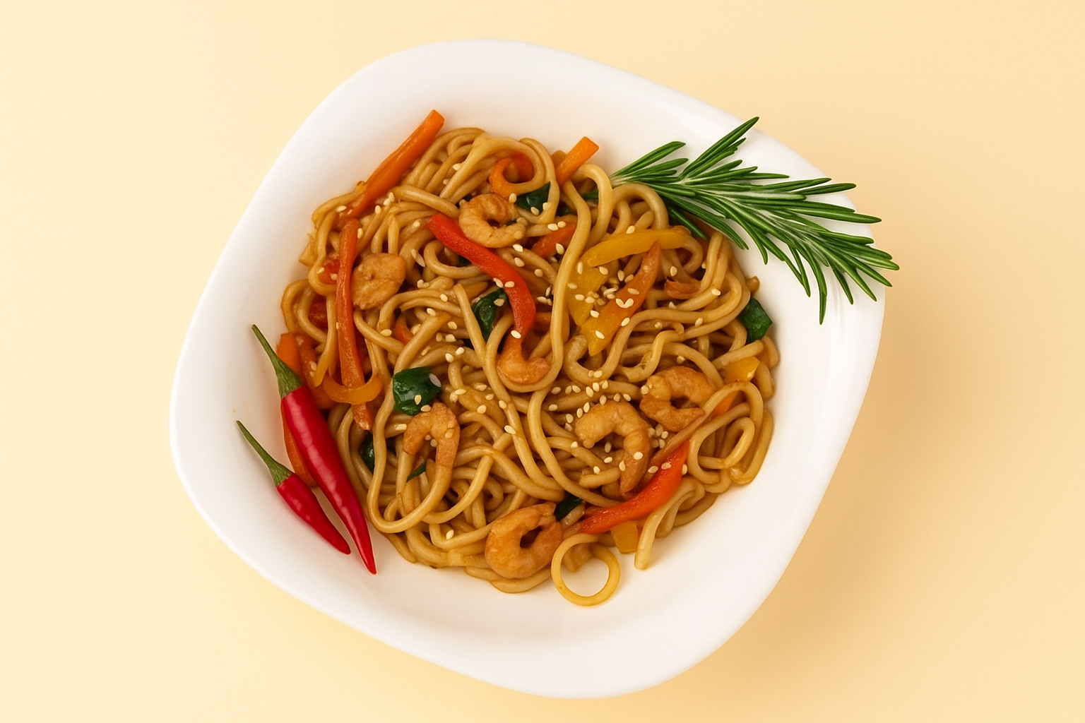 WOK с креветками