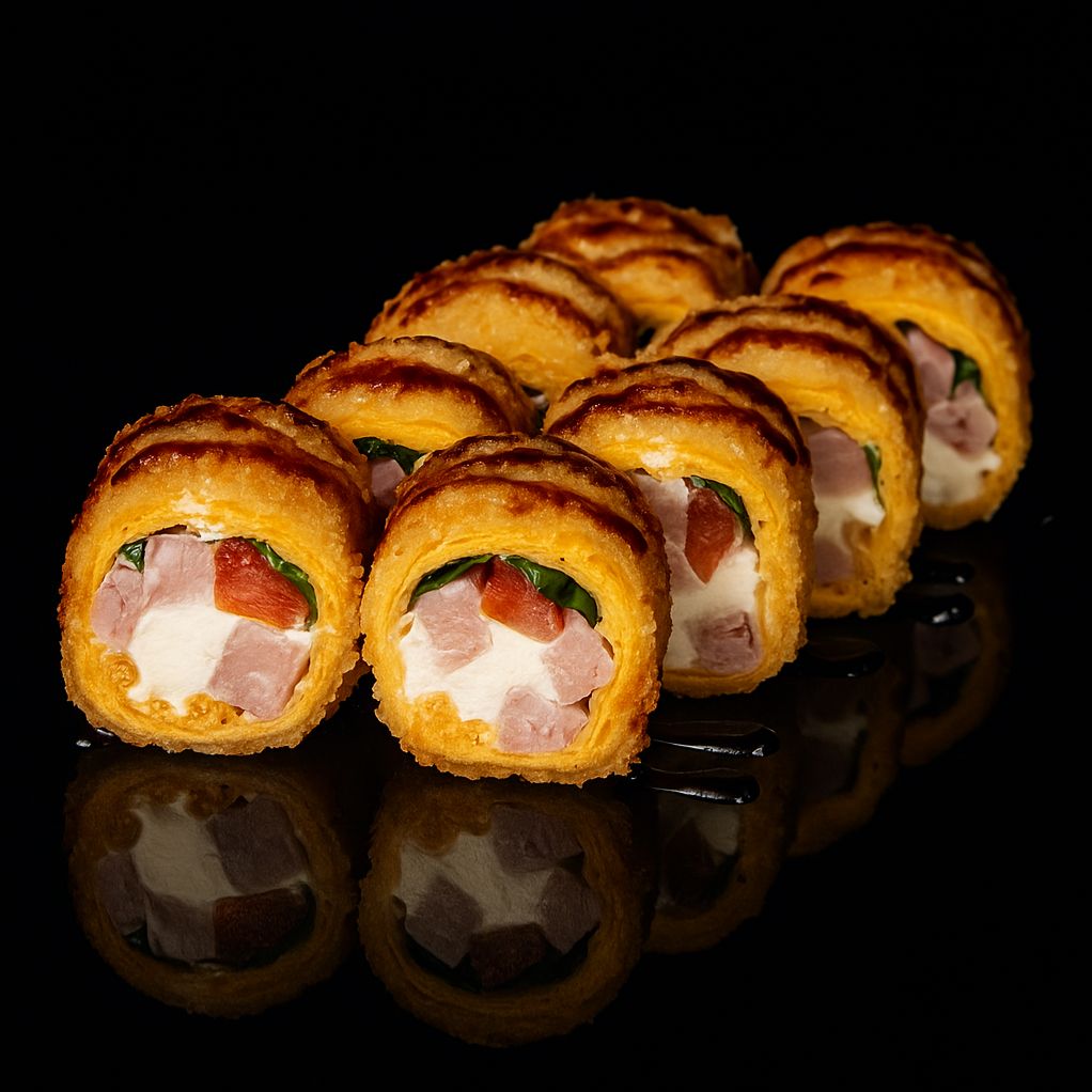 Ролл темпурная тортилья с беконом и курицей