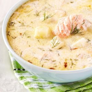 Суп с лососем на сливках