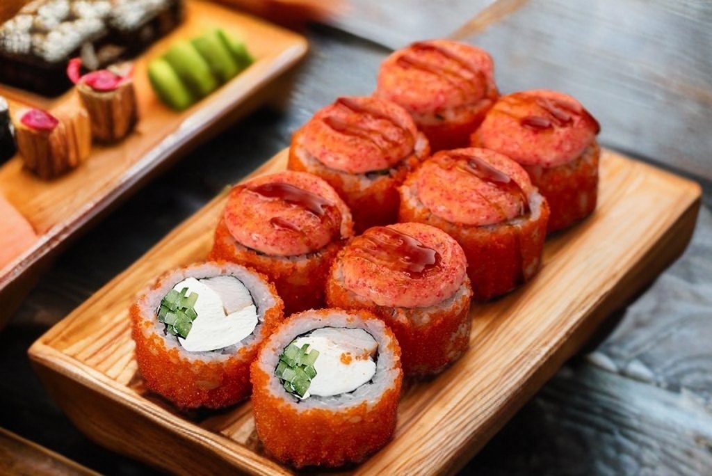 Запеченный ролл с курицей外
