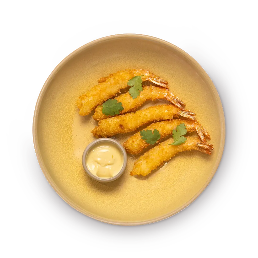 Хрустящие креветки с соусом манго