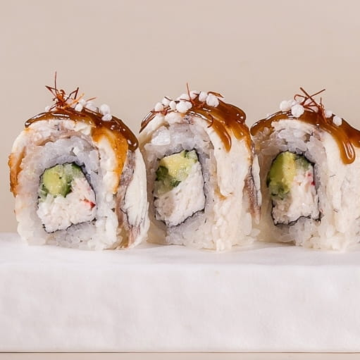 Ролл с камчатским крабом и угрём (5шт)
