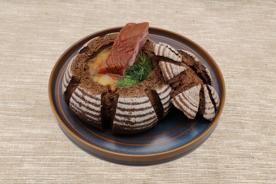 Суп гороховый с копченым ребром