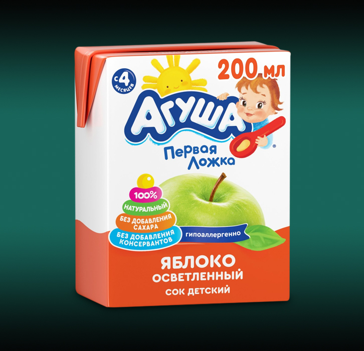 Сок детский осветленный "Агуша" яблоко