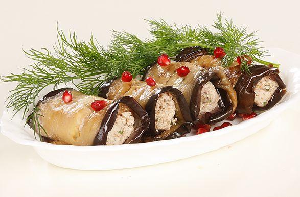 Рулетики из баклажанов с орехами