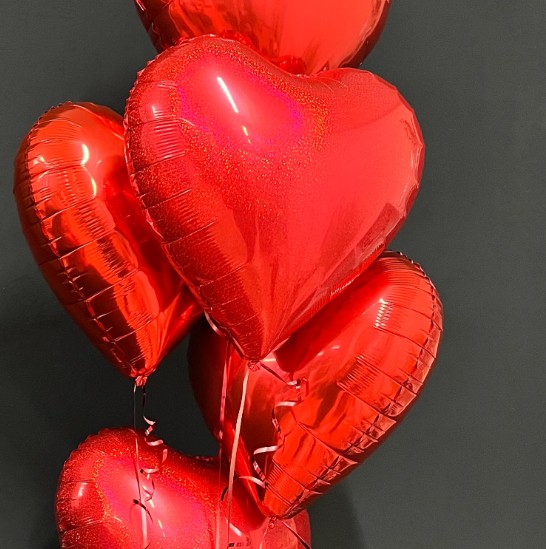 Красное Фальгированное сердце с гелием 1 шт