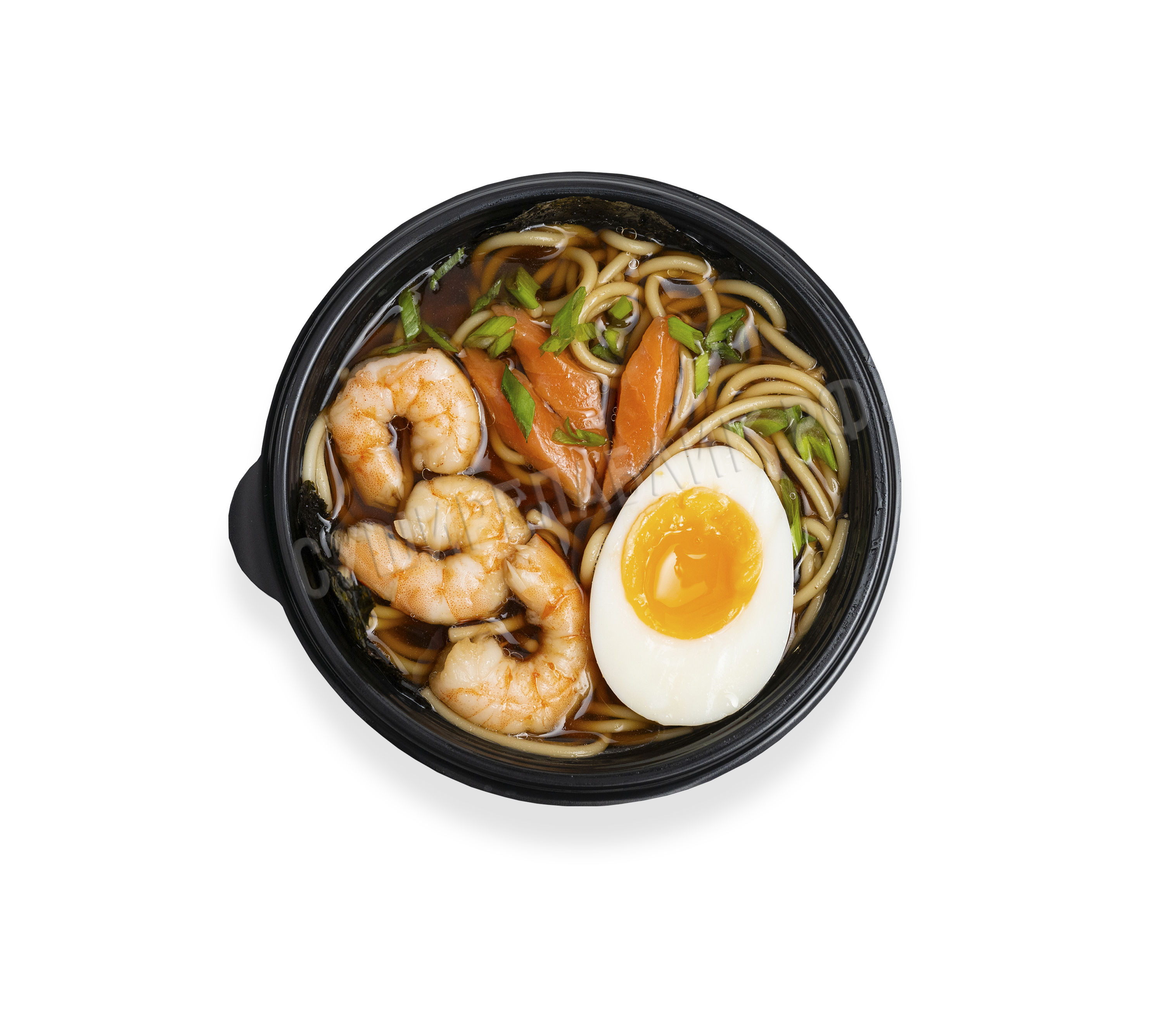 Рамен с креветками и лососем