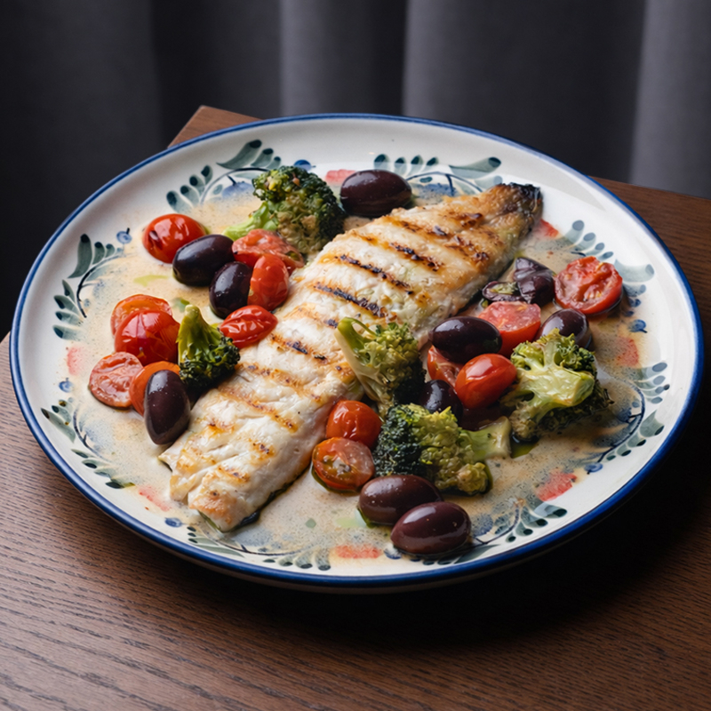 Филе сибаса с овощами стир фрай