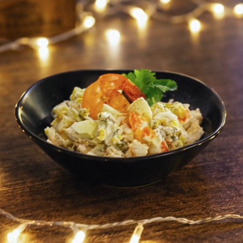 Салат Оливье с креветками