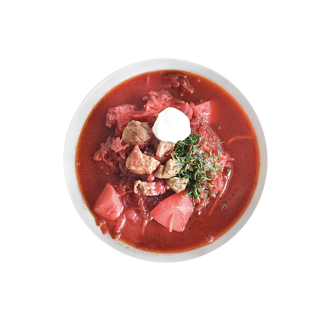Борщ с говядиной и кинзой