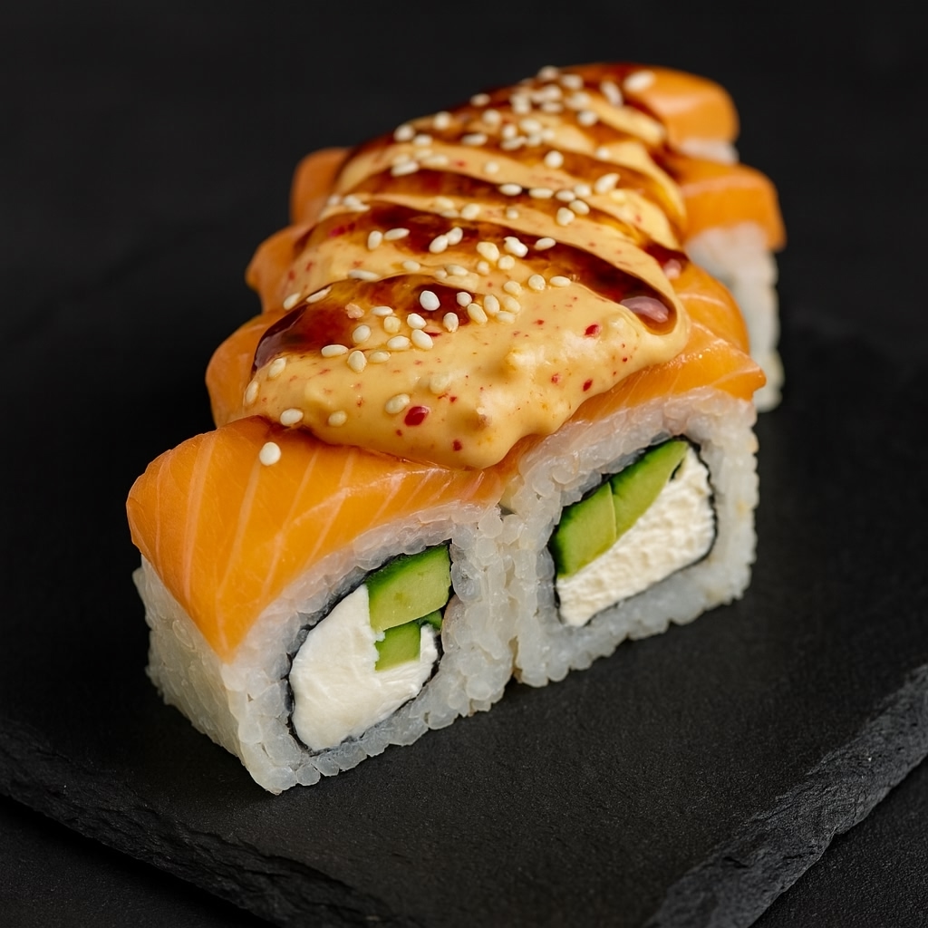 Малибу с лососем и креветками