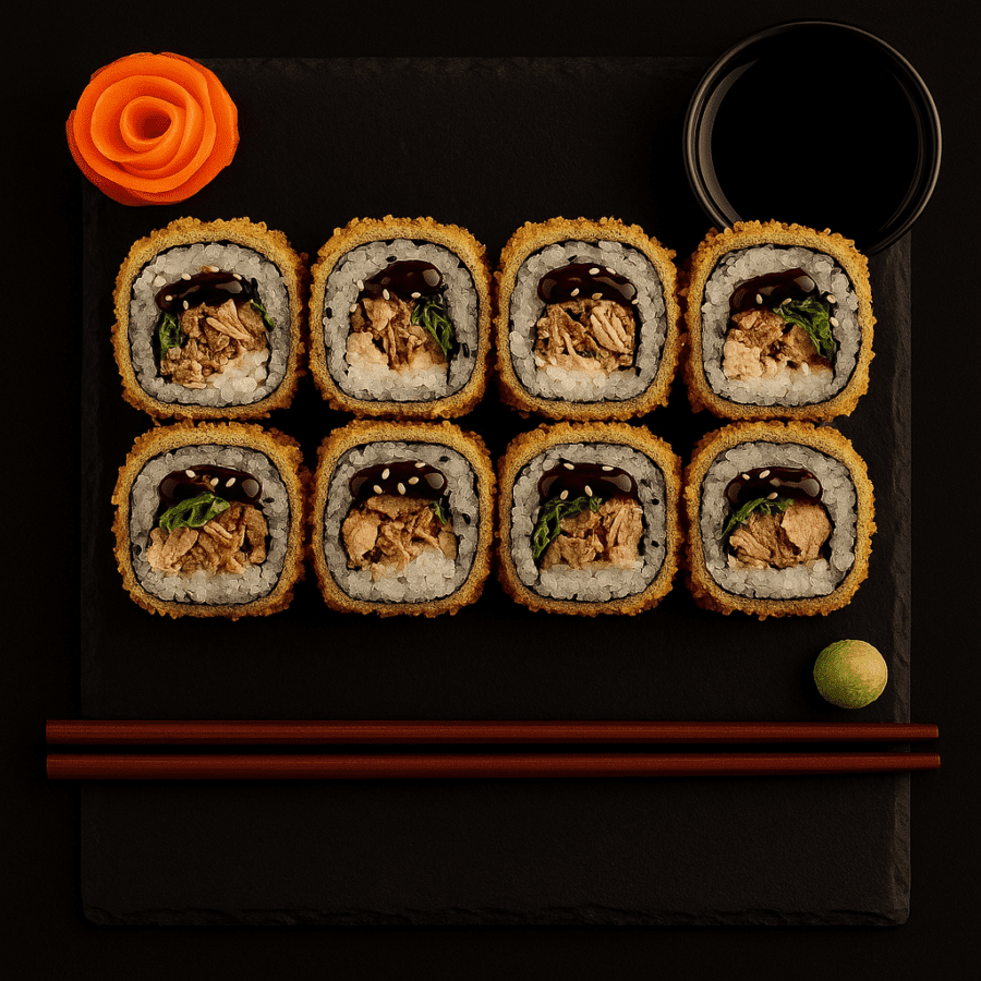 Темпура ролл с лососем терияки