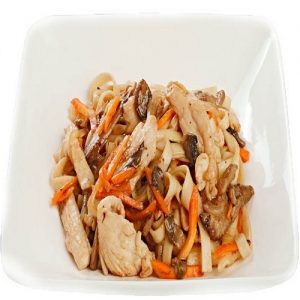 Удон с курицей и грибами в соусе терияки